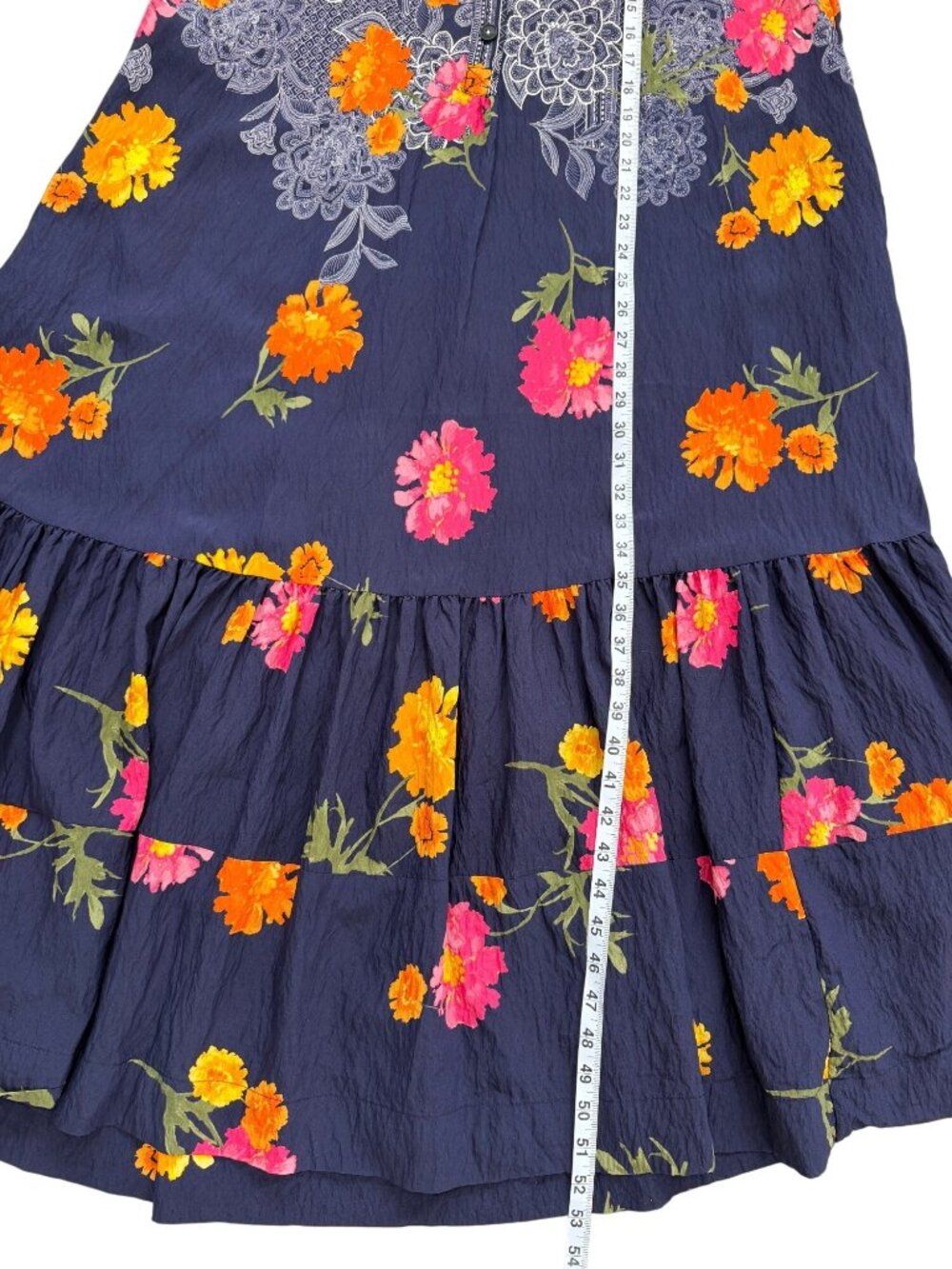 Anthropologie Womens Size L Floral Maxi Dress Ruffle-Sleeves Button-Front Collar - Picture 5 of 8